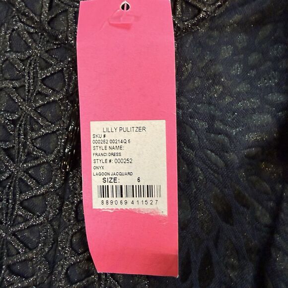 NWT Lilly Pulitzer Lagoon Jacquard Black FRANCI Dress Size 6 Fit Flare & Pockets - Picture 5 of 11